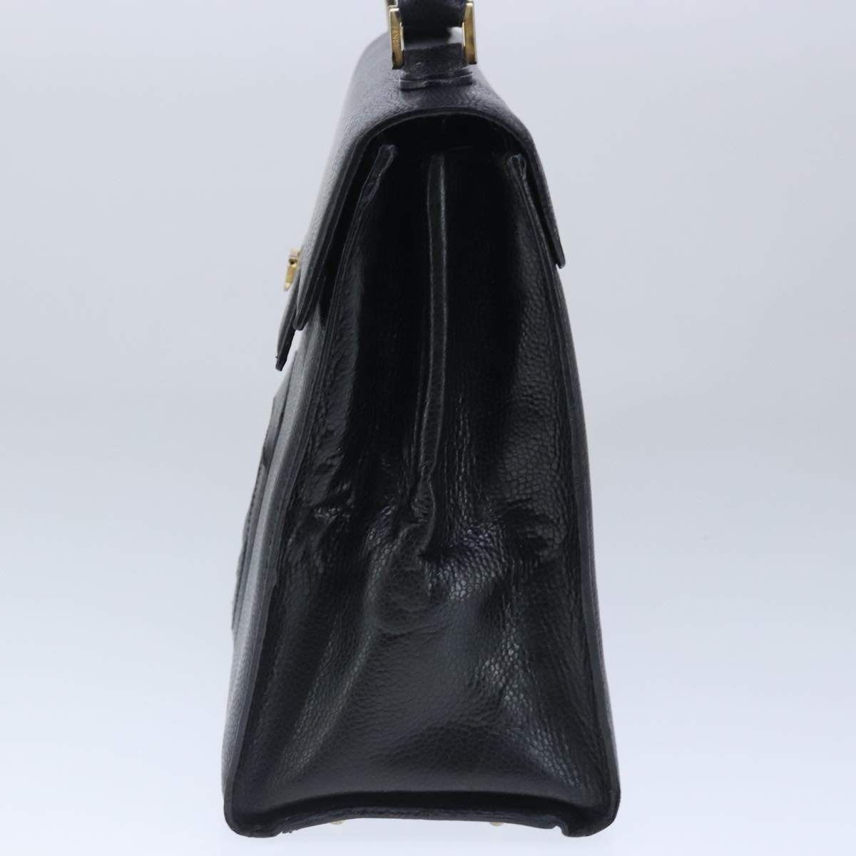 FENDI Hand Bag Leather Black Gold bs20329
