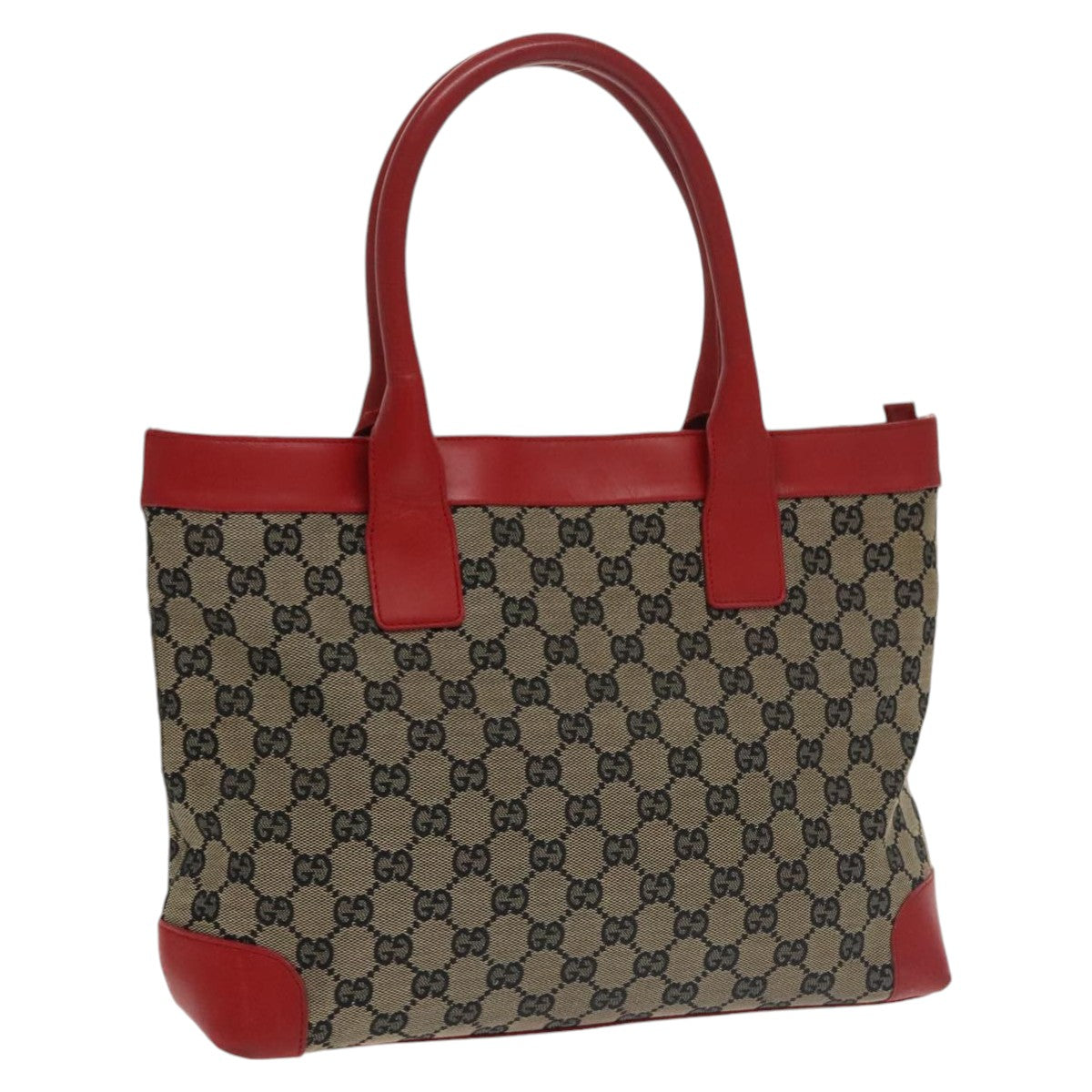 GUCCI GG Canvas Tote Bag Beige Red  Gold 002 1119 bs20331