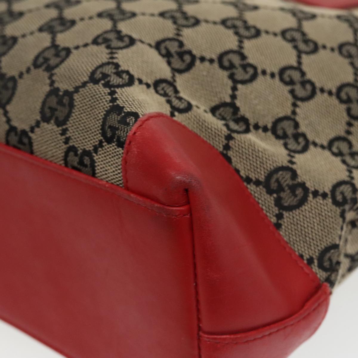 GUCCI GG Canvas Tote Bag Beige Red  Gold 002 1119 bs20331