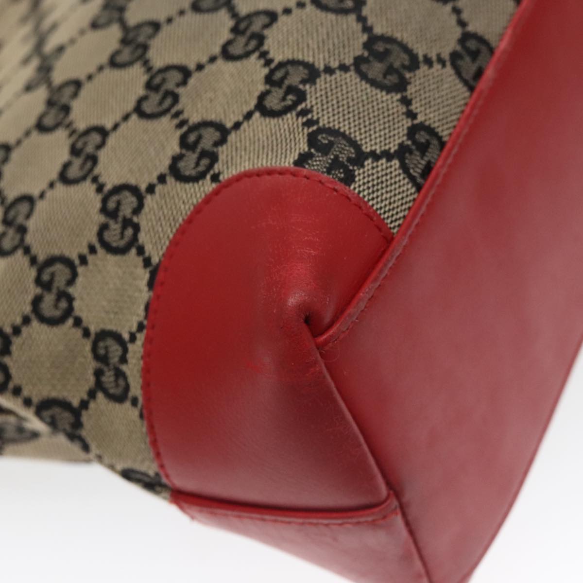 GUCCI GG Canvas Tote Bag Beige Red  Gold 002 1119 bs20331