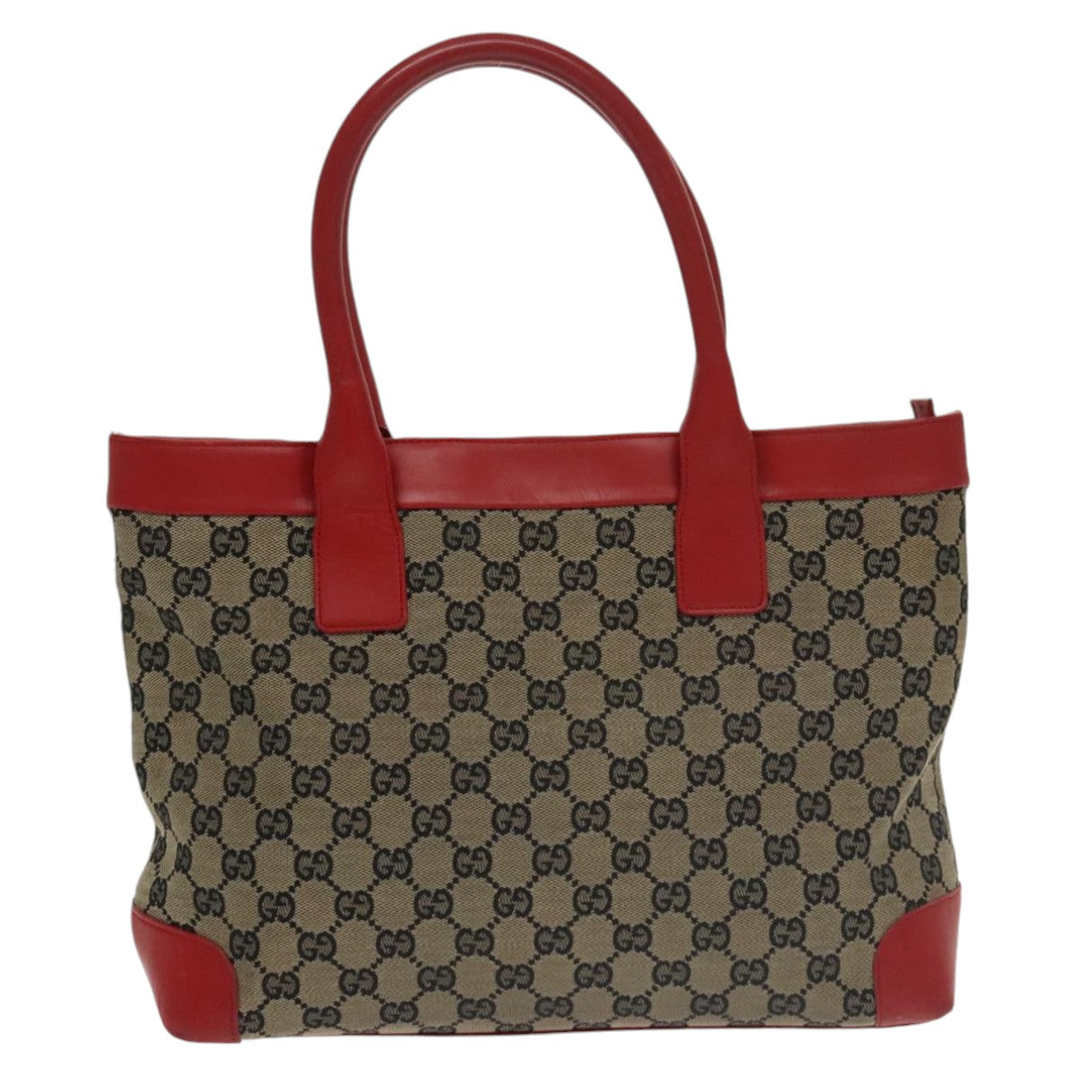 GUCCI GG Canvas Tote Bag Beige Red  Gold 002 1119 bs20331