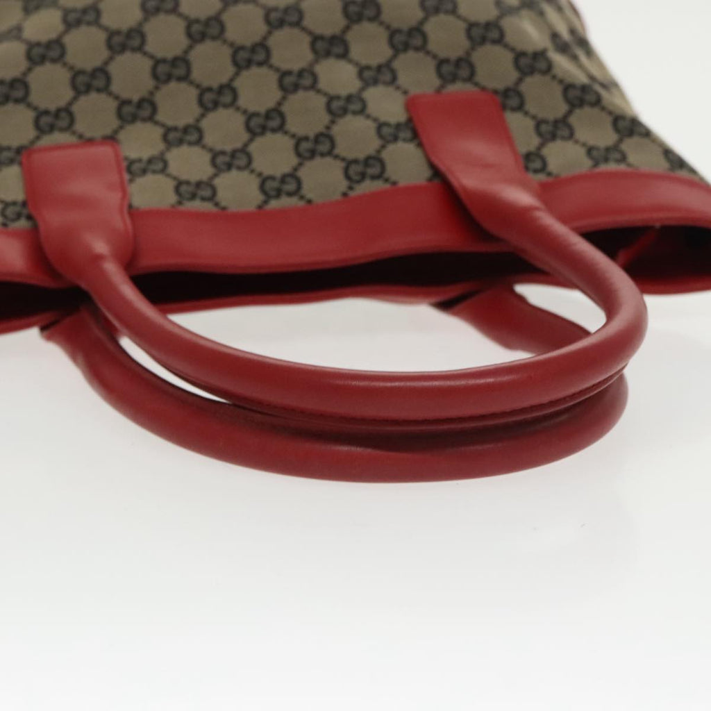 GUCCI GG Canvas Tote Bag Beige Red  Gold 002 1119 bs20331