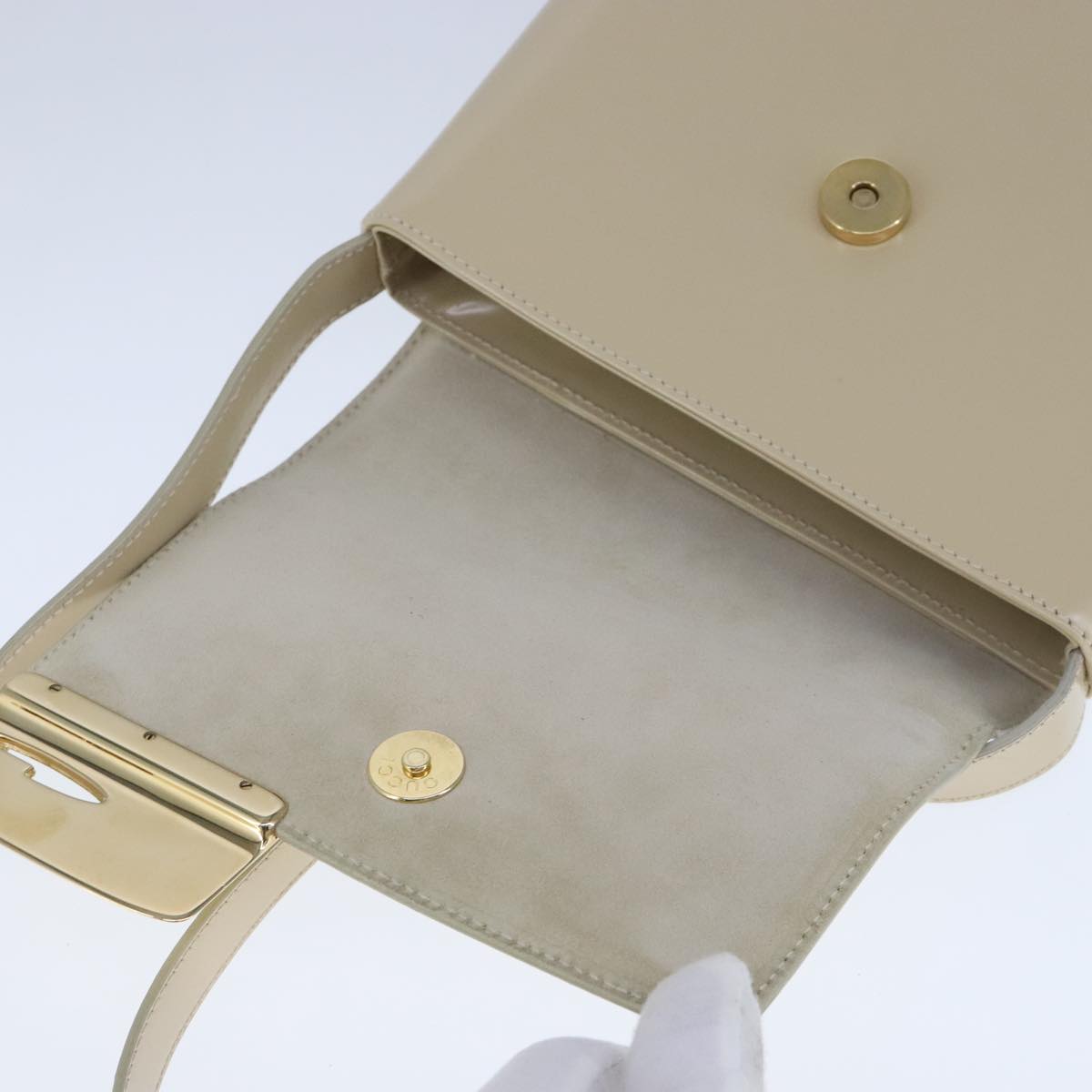 GUCCI Shoulder Bag Enamel Beige Gold 007 3444 0282 bs20332