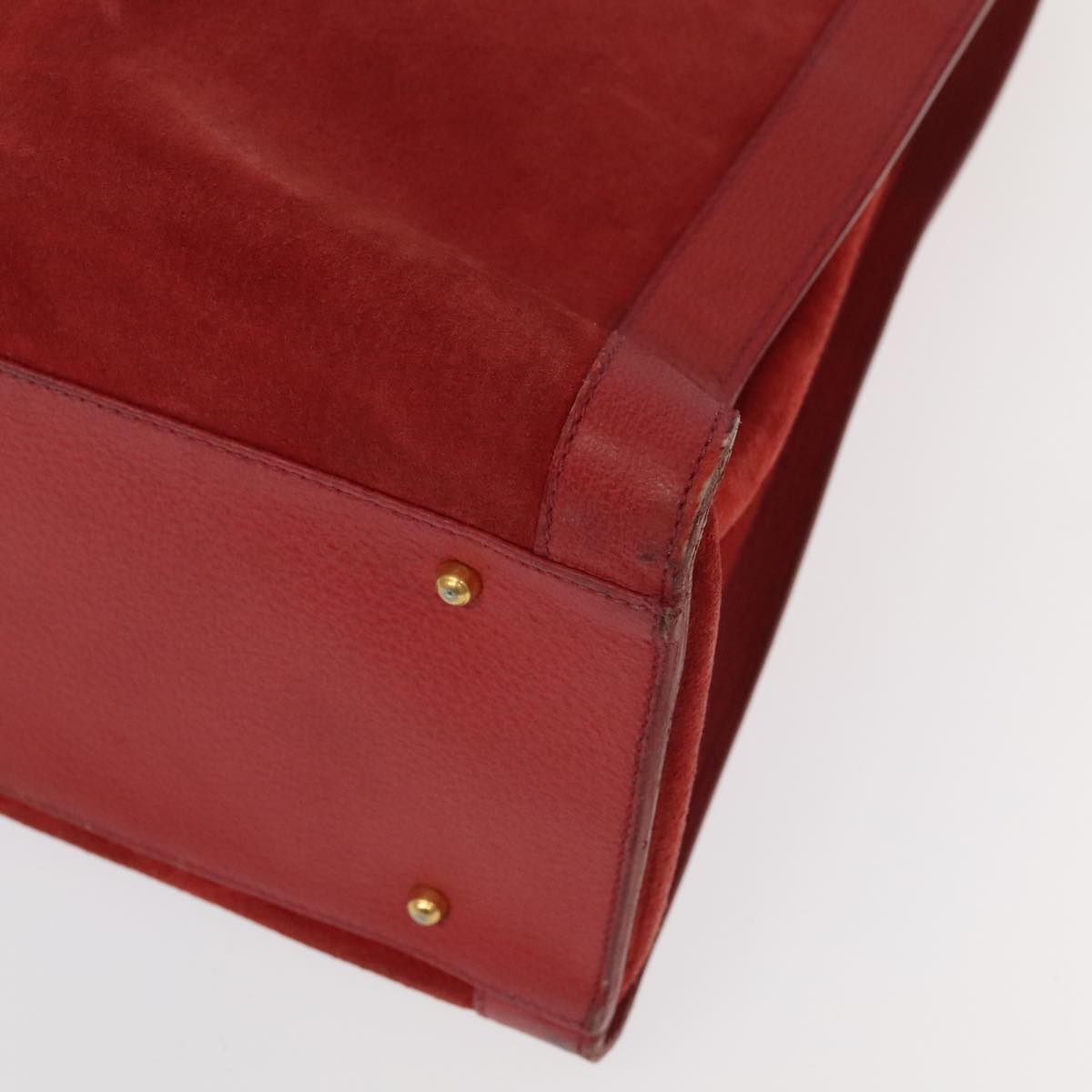 GUCCI Bamboo Hand Bag Suede Leather Red Gold 002 1186 0259 bs20333