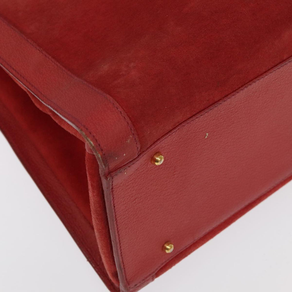 GUCCI Bamboo Hand Bag Suede Leather Red Gold 002 1186 0259 bs20333