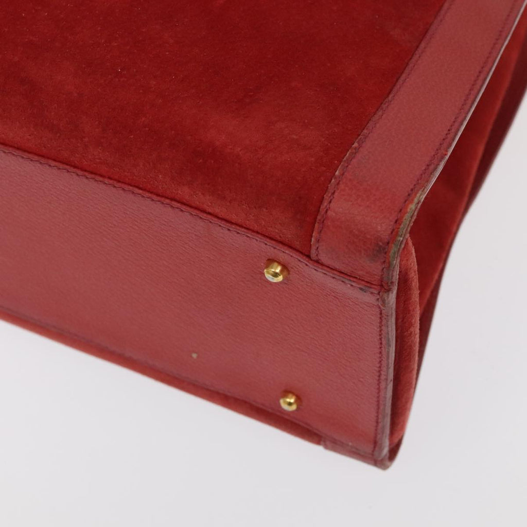 GUCCI Bamboo Hand Bag Suede Leather Red Gold 002 1186 0259 bs20333