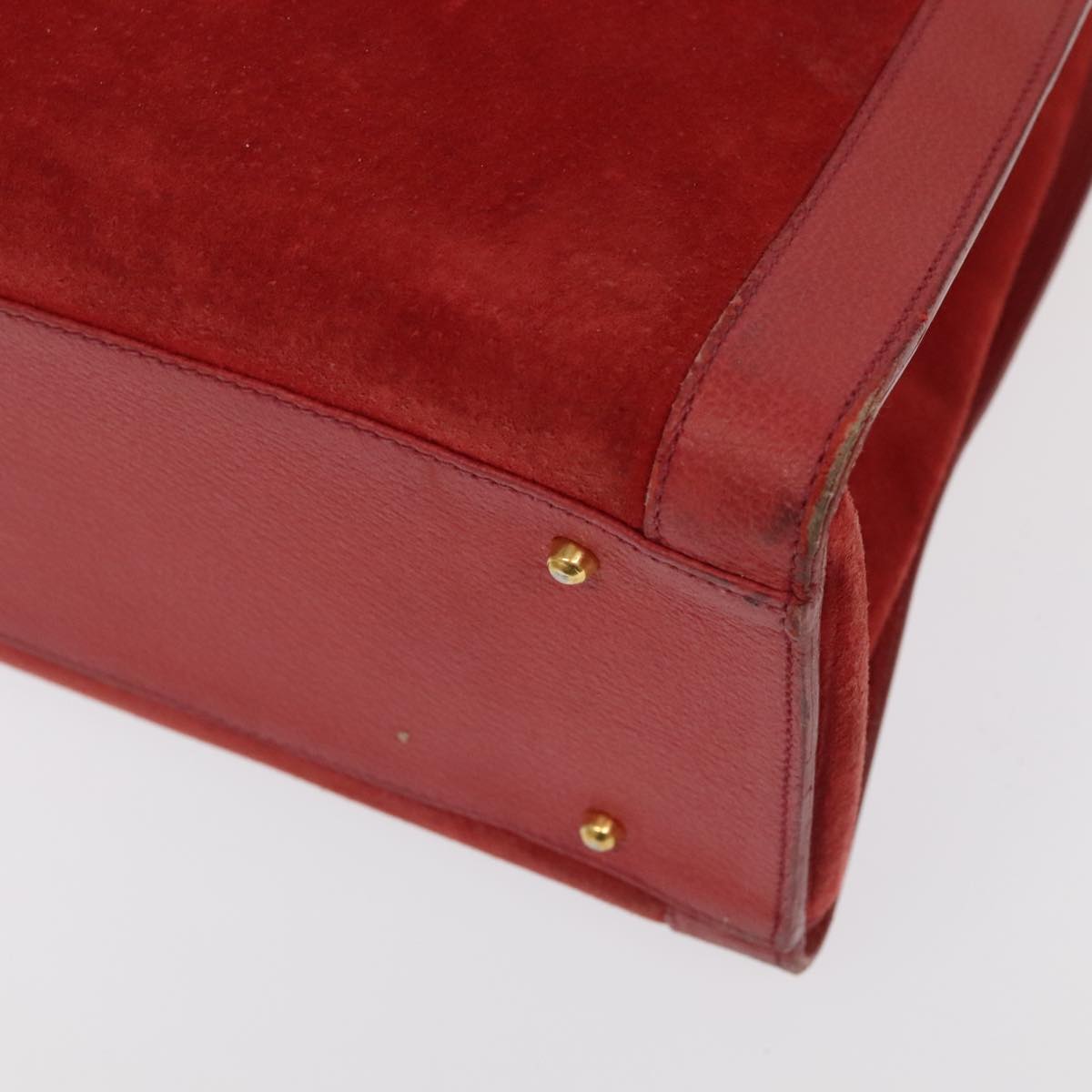 GUCCI Bamboo Hand Bag Suede Leather Red Gold 002 1186 0259 bs20333