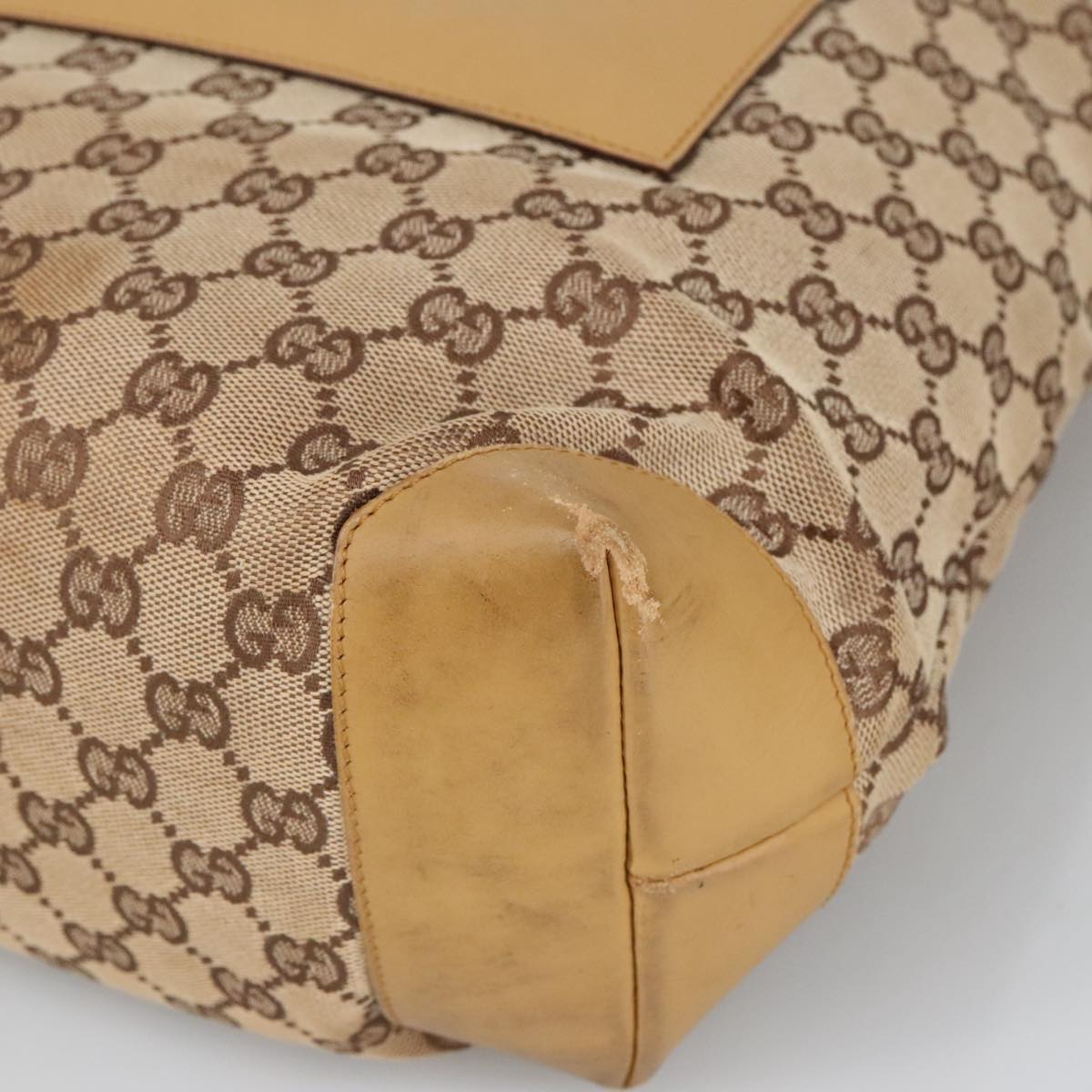 GUCCI GG Canvas Sherry Line Tote Bag Beige Red Gold 019 0401 bs20335