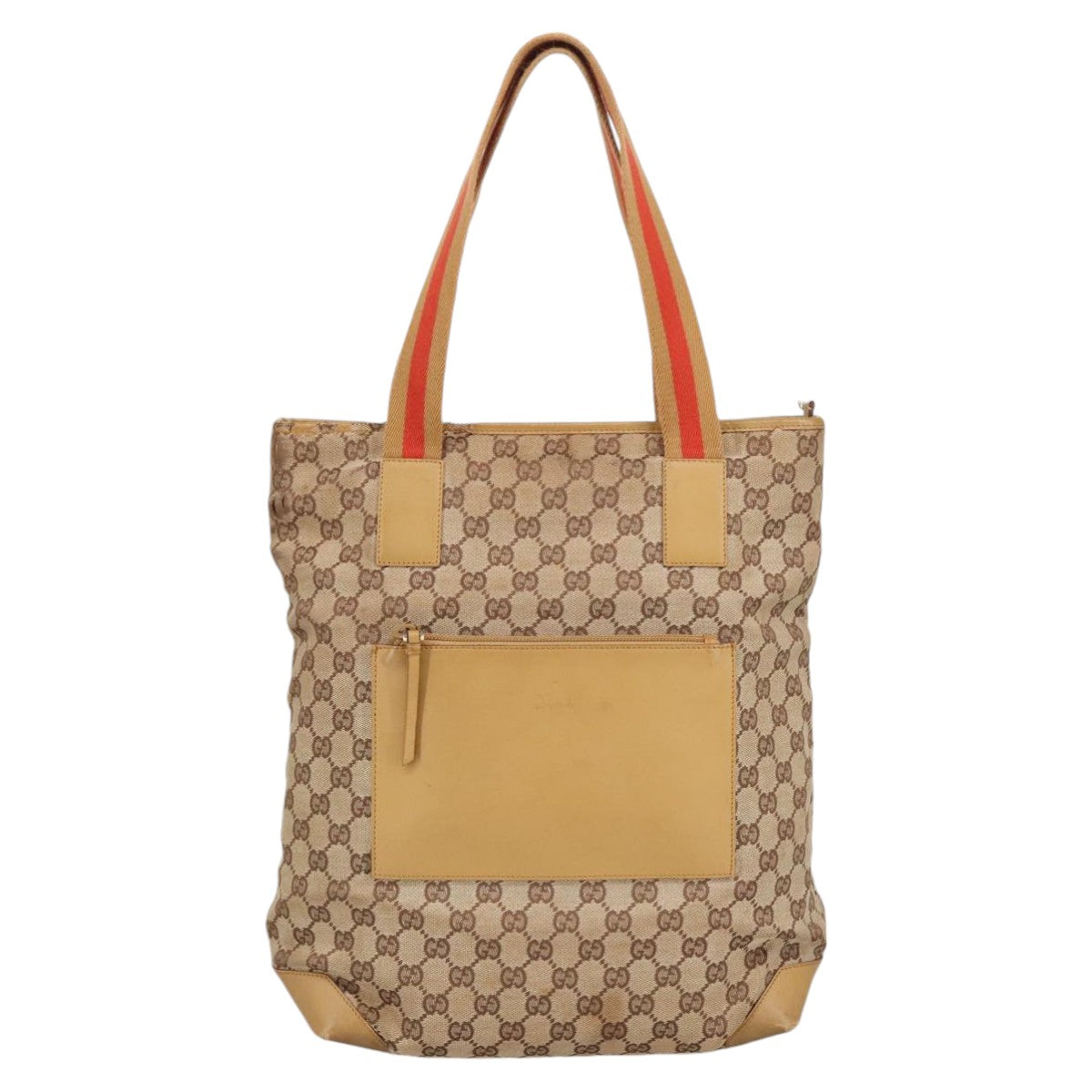 GUCCI GG Canvas Sherry Line Tote Bag Beige Red Gold 019 0401 bs20335