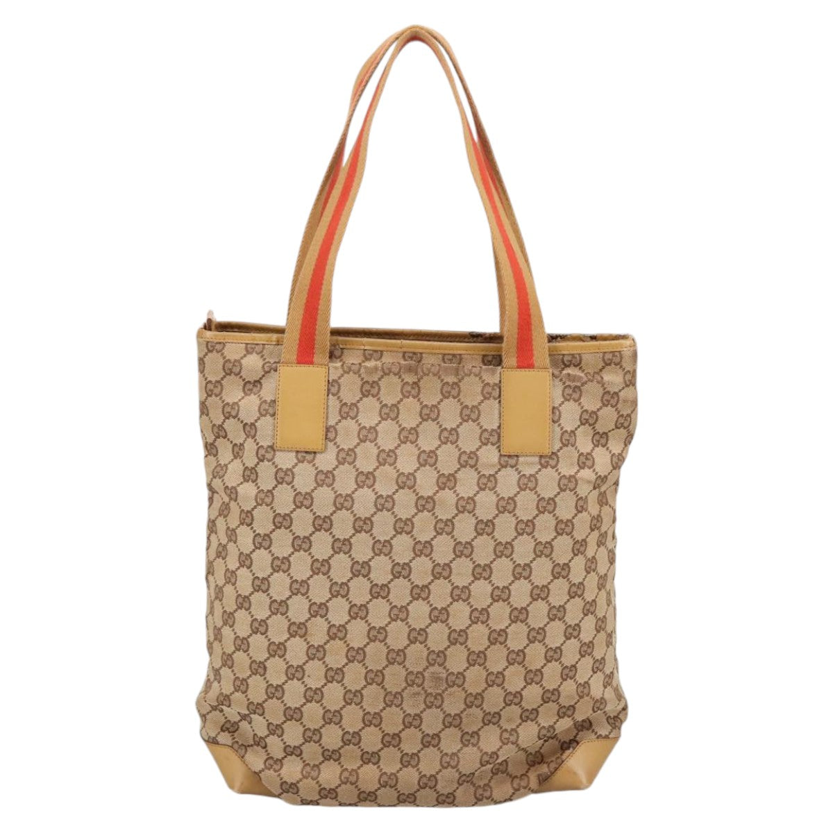 GUCCI GG Canvas Sherry Line Tote Bag Beige Red Gold 019 0401 bs20335