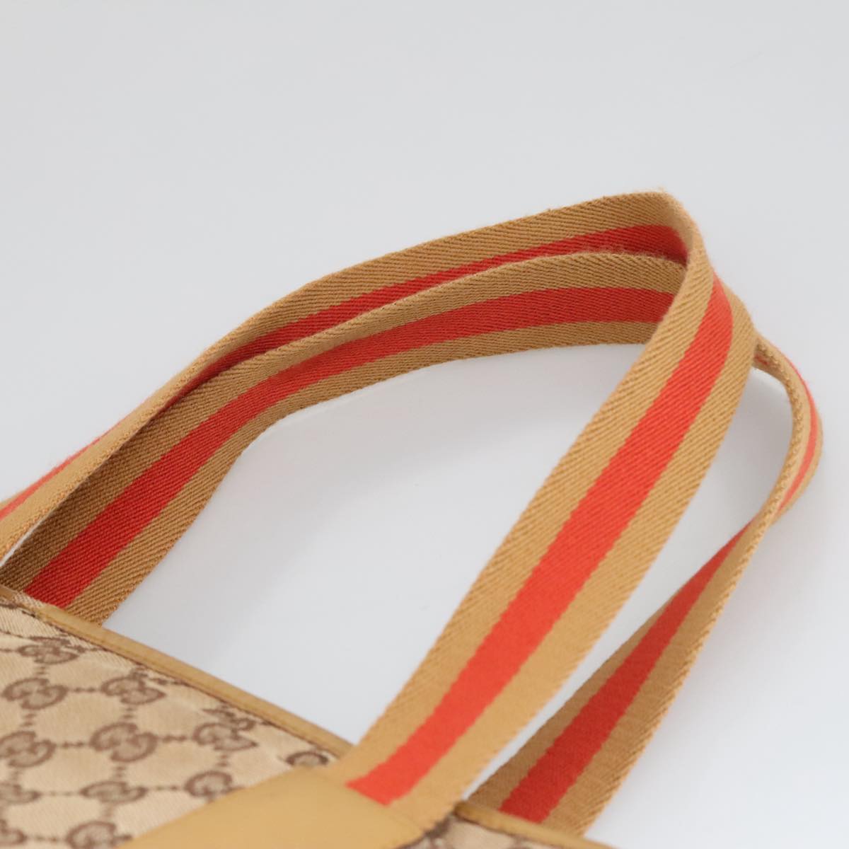 GUCCI GG Canvas Sherry Line Tote Bag Beige Red Gold 019 0401 bs20335