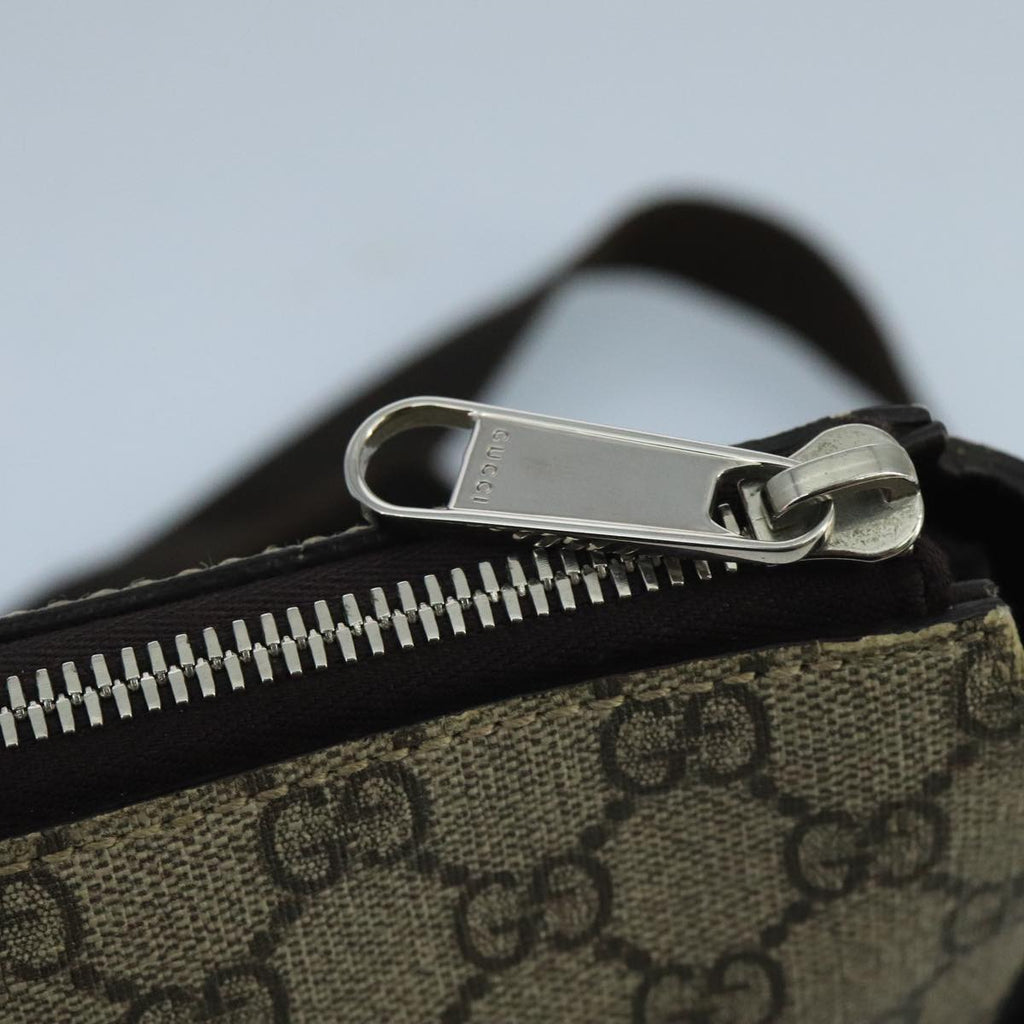 GUCCI GG Supreme Shoulder Bag PVC Leather Beige Silver 406410 bs20336