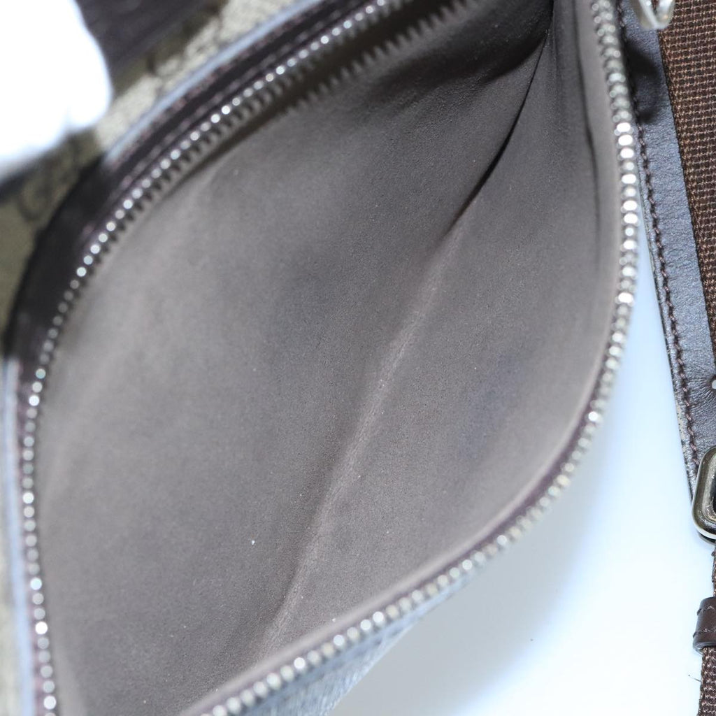 GUCCI GG Supreme Shoulder Bag PVC Leather Beige Silver 406410 bs20336
