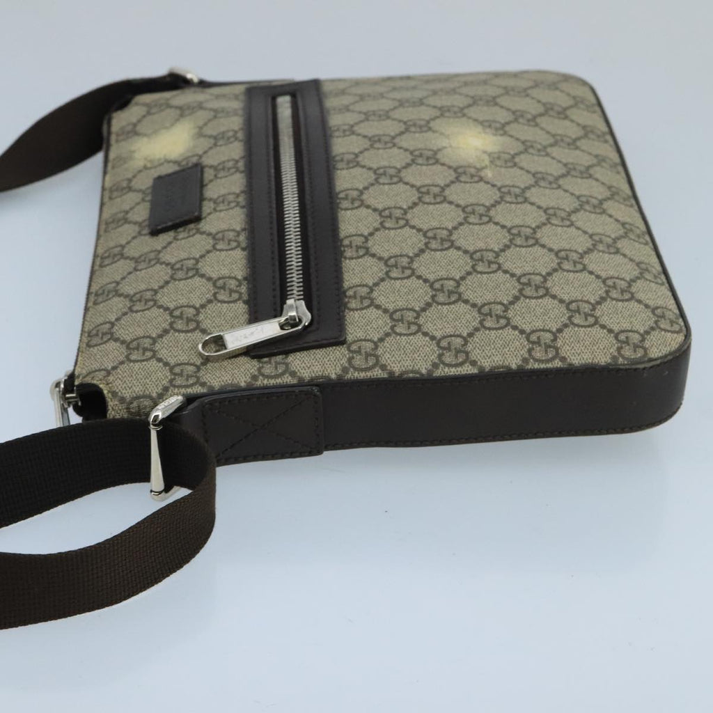 GUCCI GG Supreme Shoulder Bag PVC Leather Beige Silver 406410 bs20336