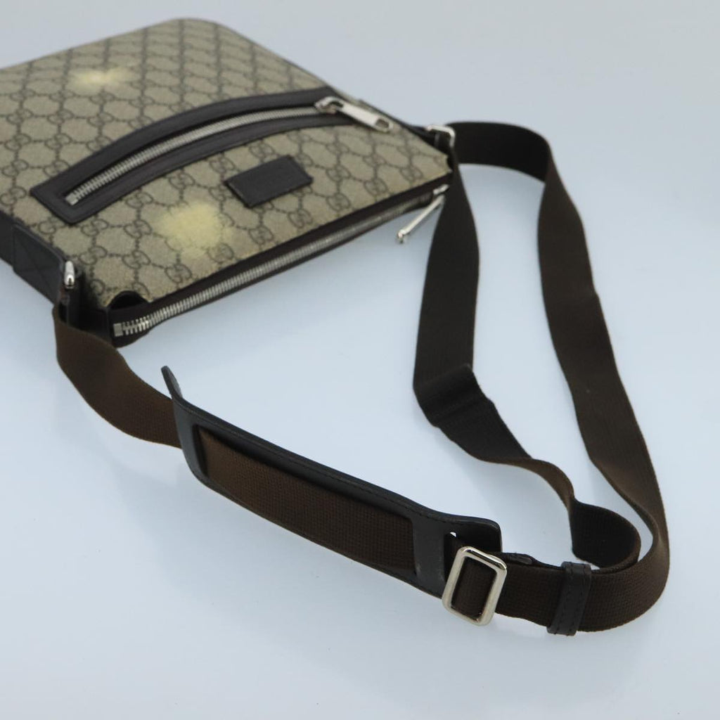 GUCCI GG Supreme Shoulder Bag PVC Leather Beige Silver 406410 bs20336
