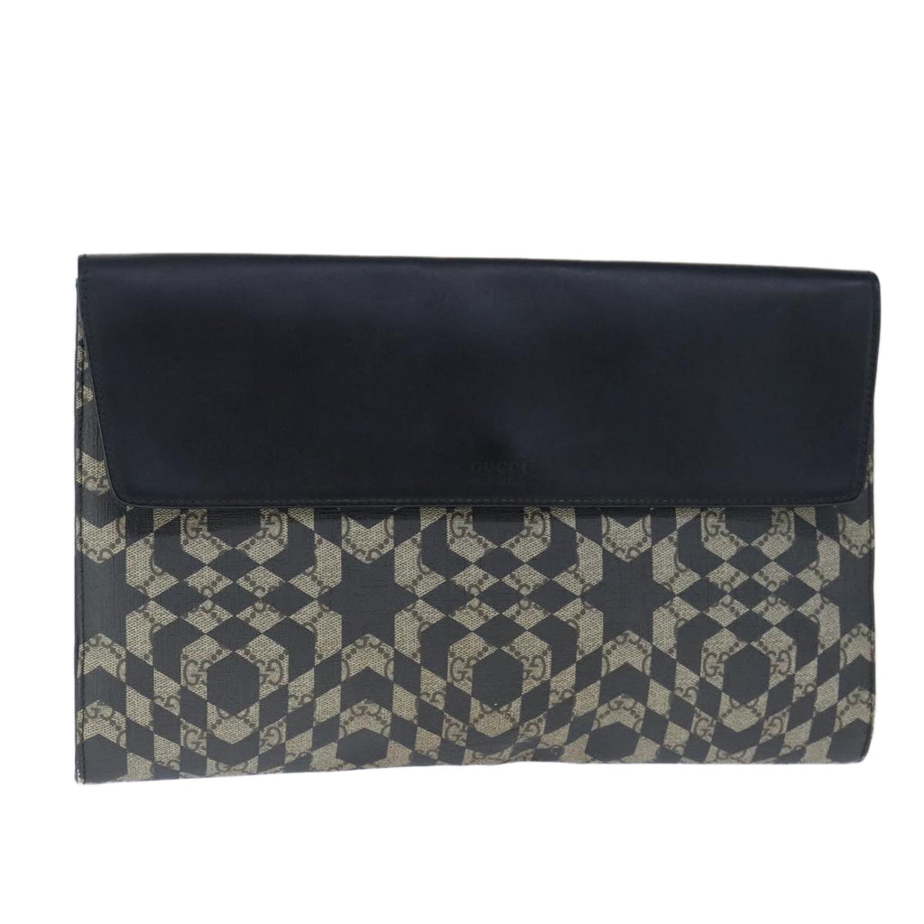 GUCCI GG Supreme Caleido Clutch Bag PVC Beige Silver 406725 bs20347