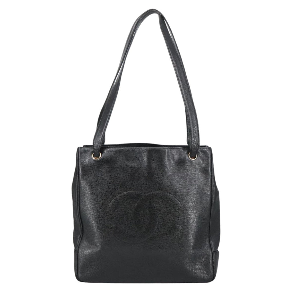 CHANEL COCO Mark Tote Bag Caviar Skin Black Gold CC bs20388