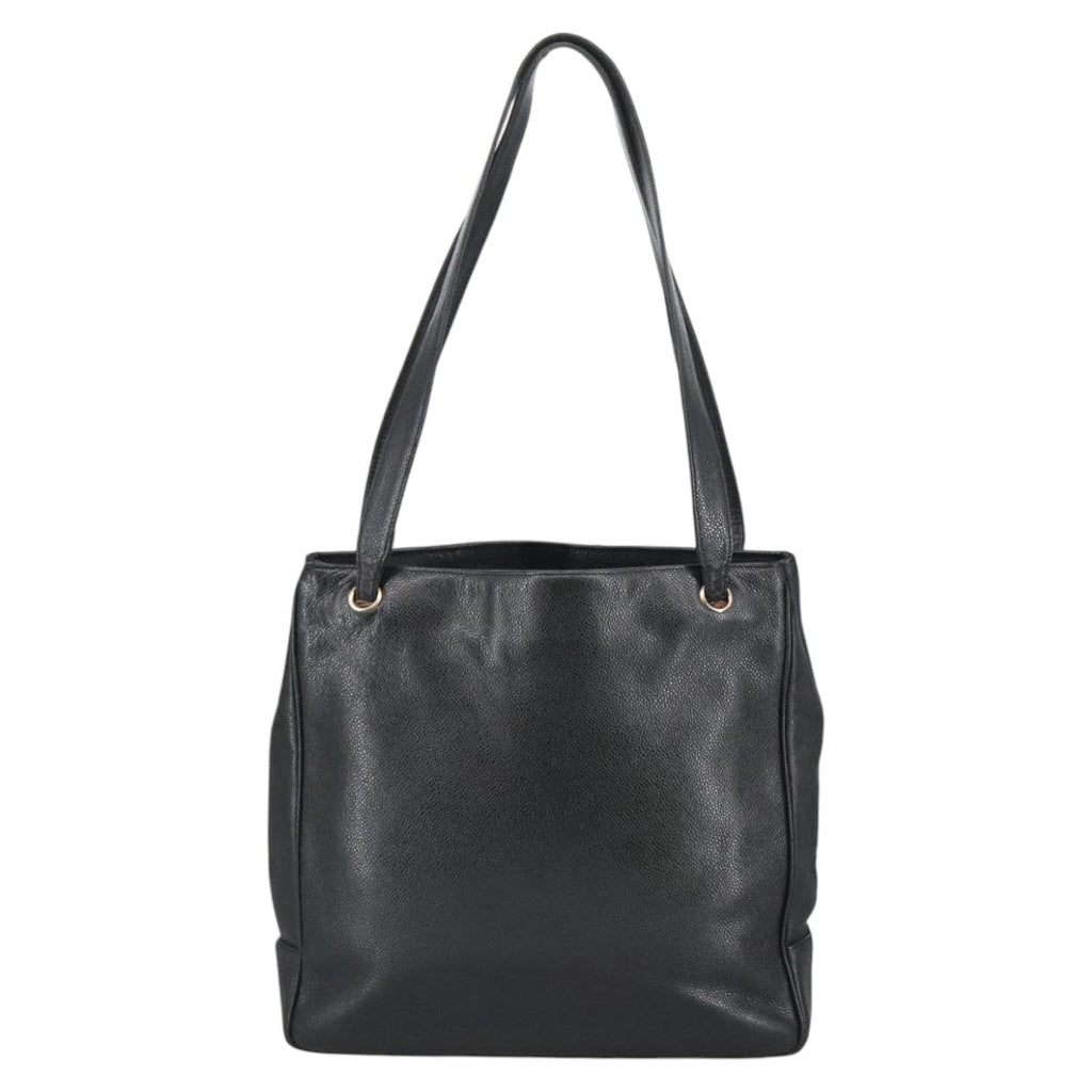 CHANEL COCO Mark Tote Bag Caviar Skin Black Gold CC bs20388