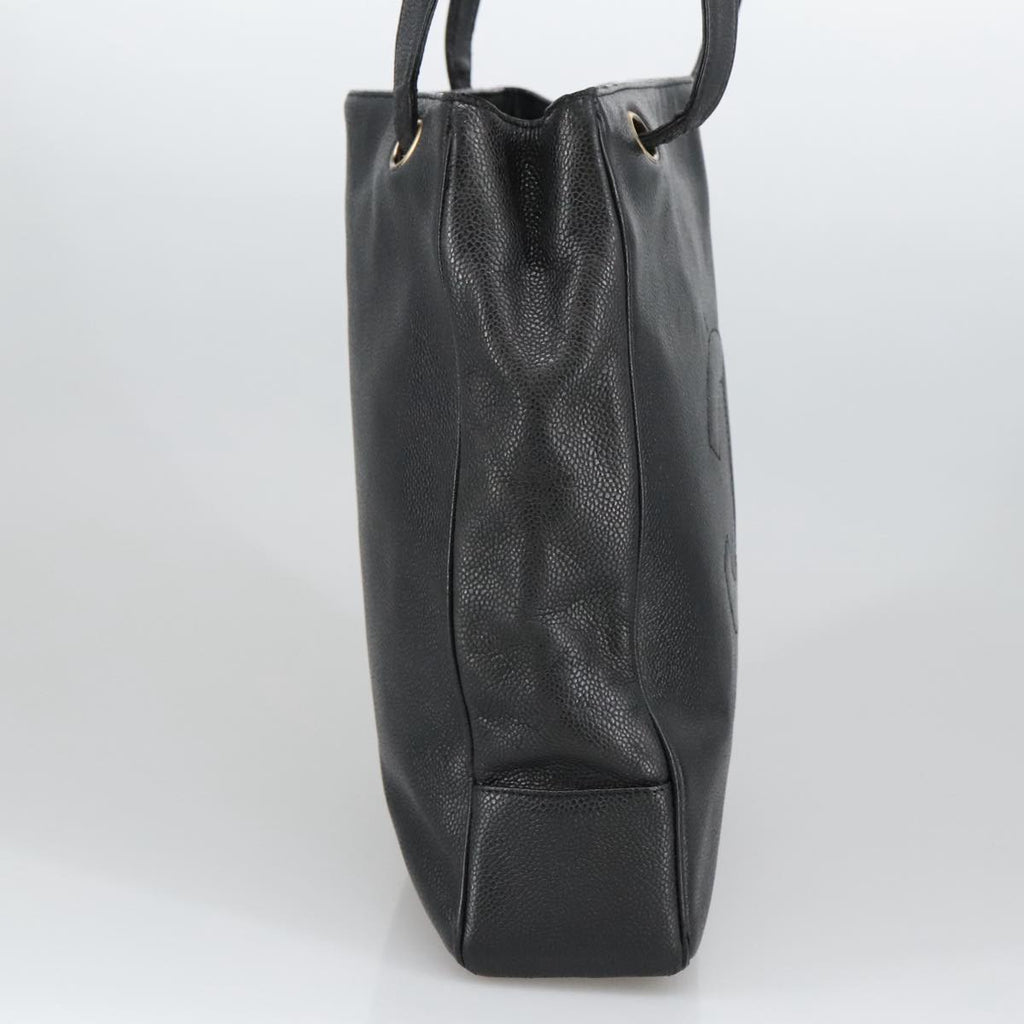 CHANEL COCO Mark Tote Bag Caviar Skin Black Gold CC bs20388