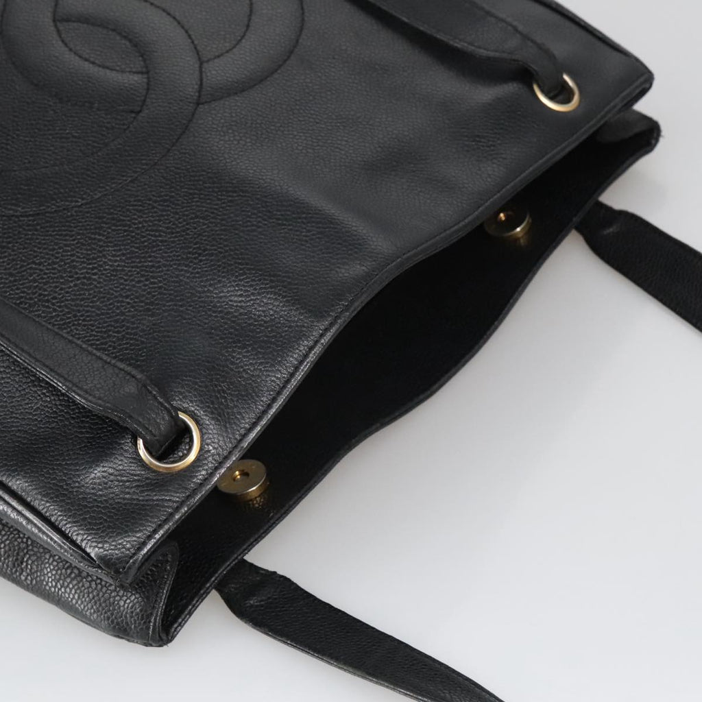 CHANEL COCO Mark Tote Bag Caviar Skin Black Gold CC bs20388