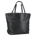 CHANEL COCO Mark Chain Tote Bag Lamb Skin Black CC bs20389
