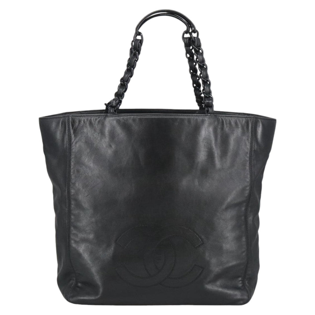 CHANEL COCO Mark Chain Tote Bag Lamb Skin Black CC bs20389