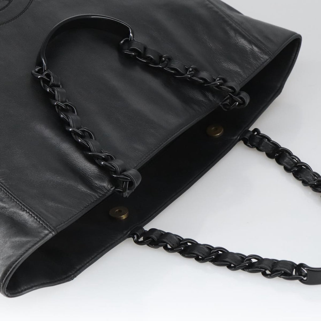 CHANEL COCO Mark Chain Tote Bag Lamb Skin Black CC bs20389