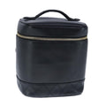 CHANEL Bicolore Vanity Cosmetic Pouch Leather Black Gold CC bs20395