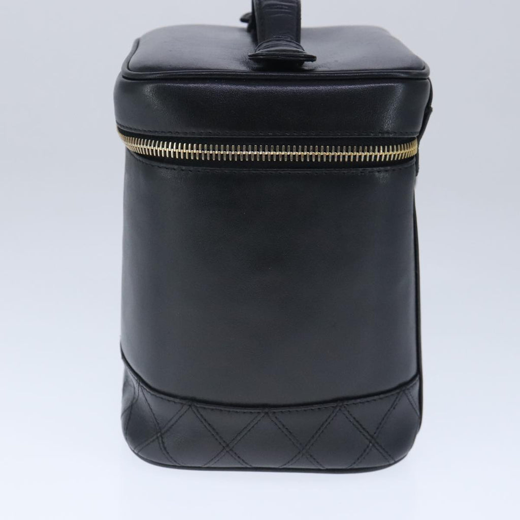 CHANEL Bicolore Vanity Cosmetic Pouch Leather Black Gold CC bs20395