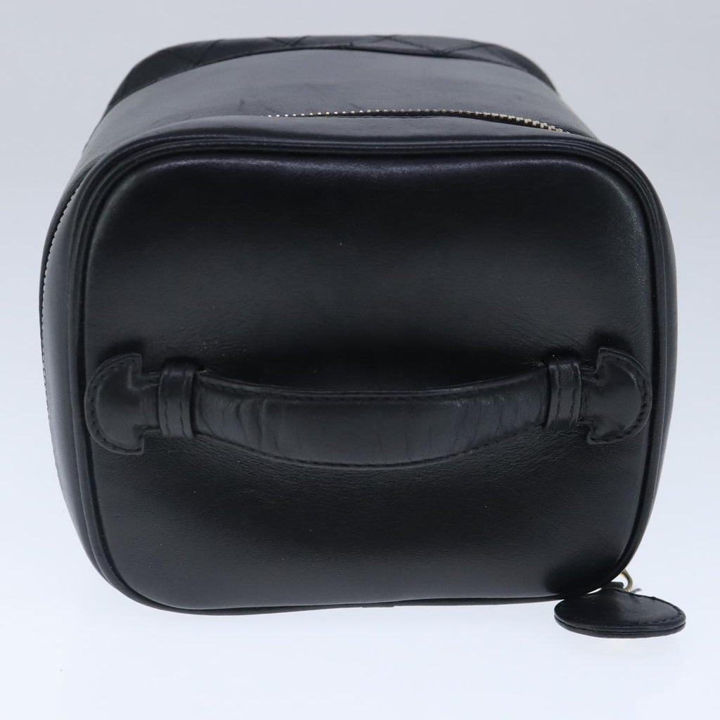 CHANEL Bicolore Vanity Cosmetic Pouch Leather Black Gold CC bs20395