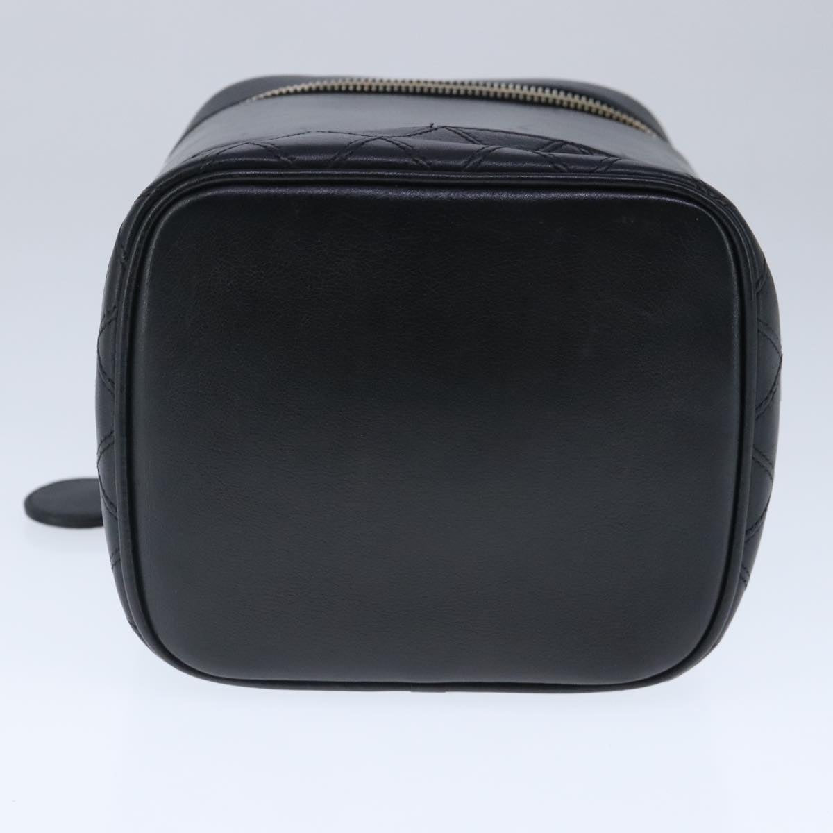 CHANEL Bicolore Vanity Cosmetic Pouch Leather Black Gold CC bs20395