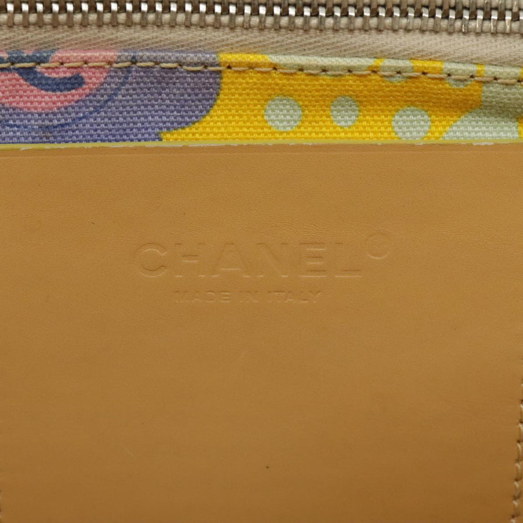 CHANEL High Summer Tote Bag Canvas Yellow Silver CC bs20423