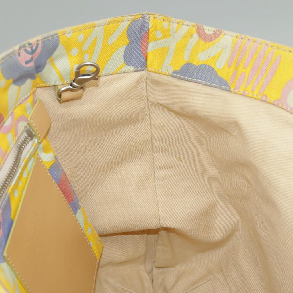 CHANEL High Summer Tote Bag Canvas Yellow Silver CC bs20423