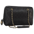 CHANEL Bicolore Chain Matelasse Shoulder Bag Lamb Skin Black CC bs20538