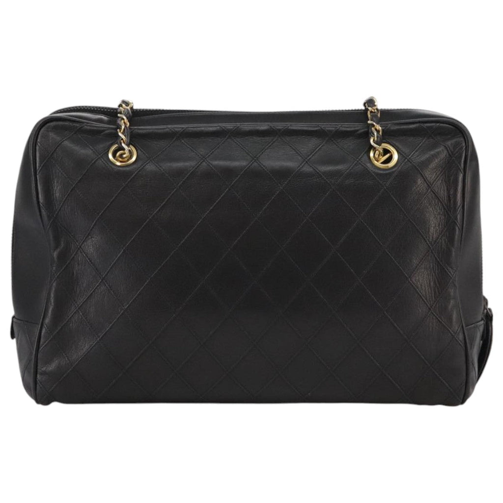 CHANEL Bicolore Chain Matelasse Shoulder Bag Lamb Skin Black CC bs20538
