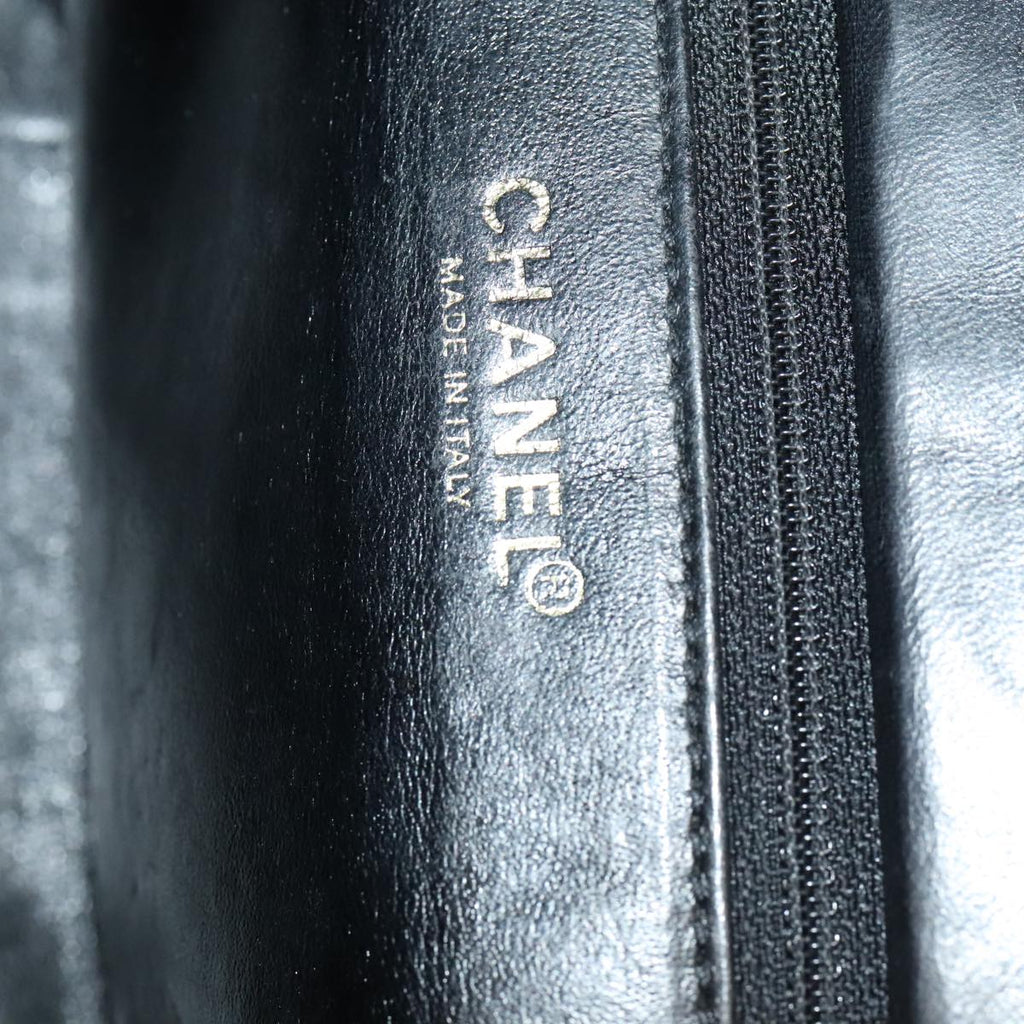 CHANEL Choco Bar Chain Hand Bag Cotton Black CC bs20540