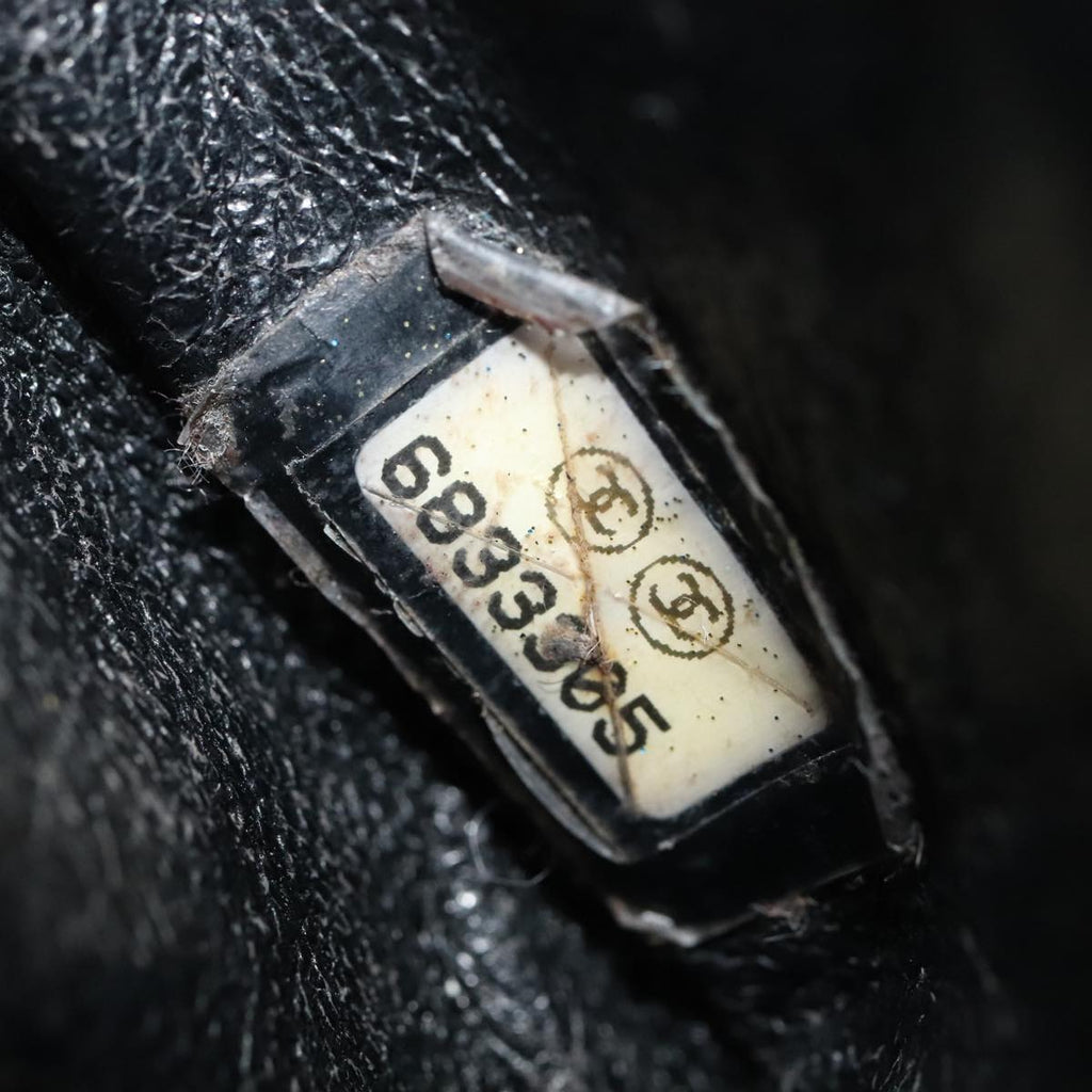 CHANEL Choco Bar Chain Hand Bag Cotton Black CC bs20540