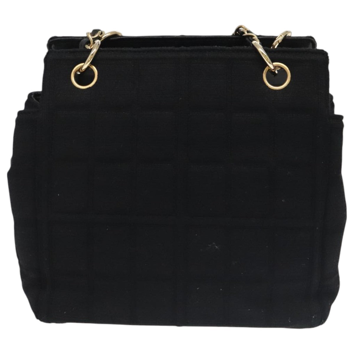 CHANEL Choco Bar Chain Hand Bag Cotton Black CC bs20540