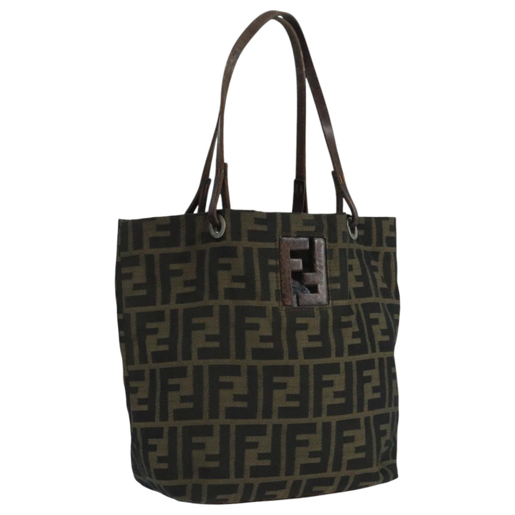 FENDI Zucca Canvas Tote Bag Brown Black bs20571
