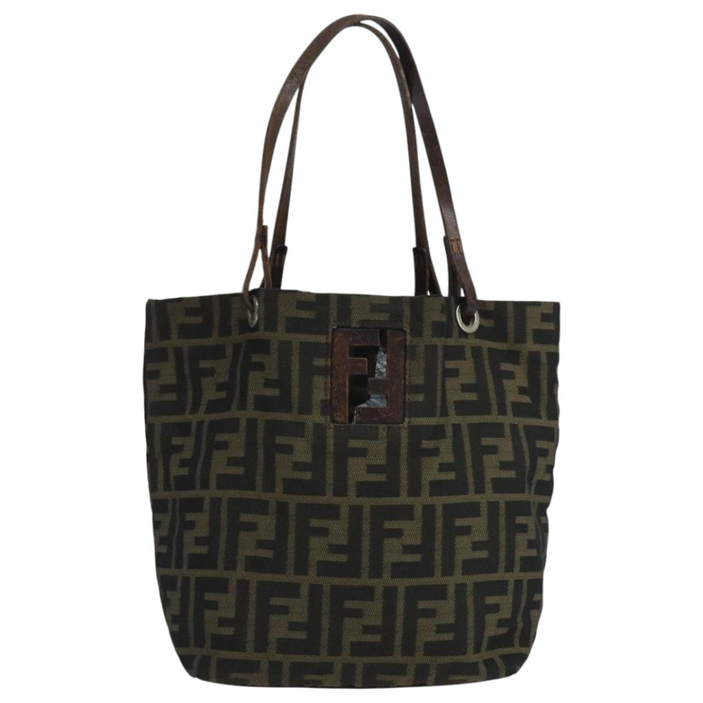 FENDI Zucca Canvas Tote Bag Brown Black bs20571