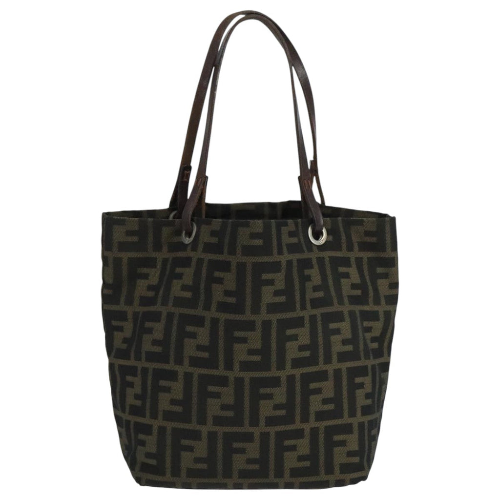 FENDI Zucca Canvas Tote Bag Brown Black bs20571