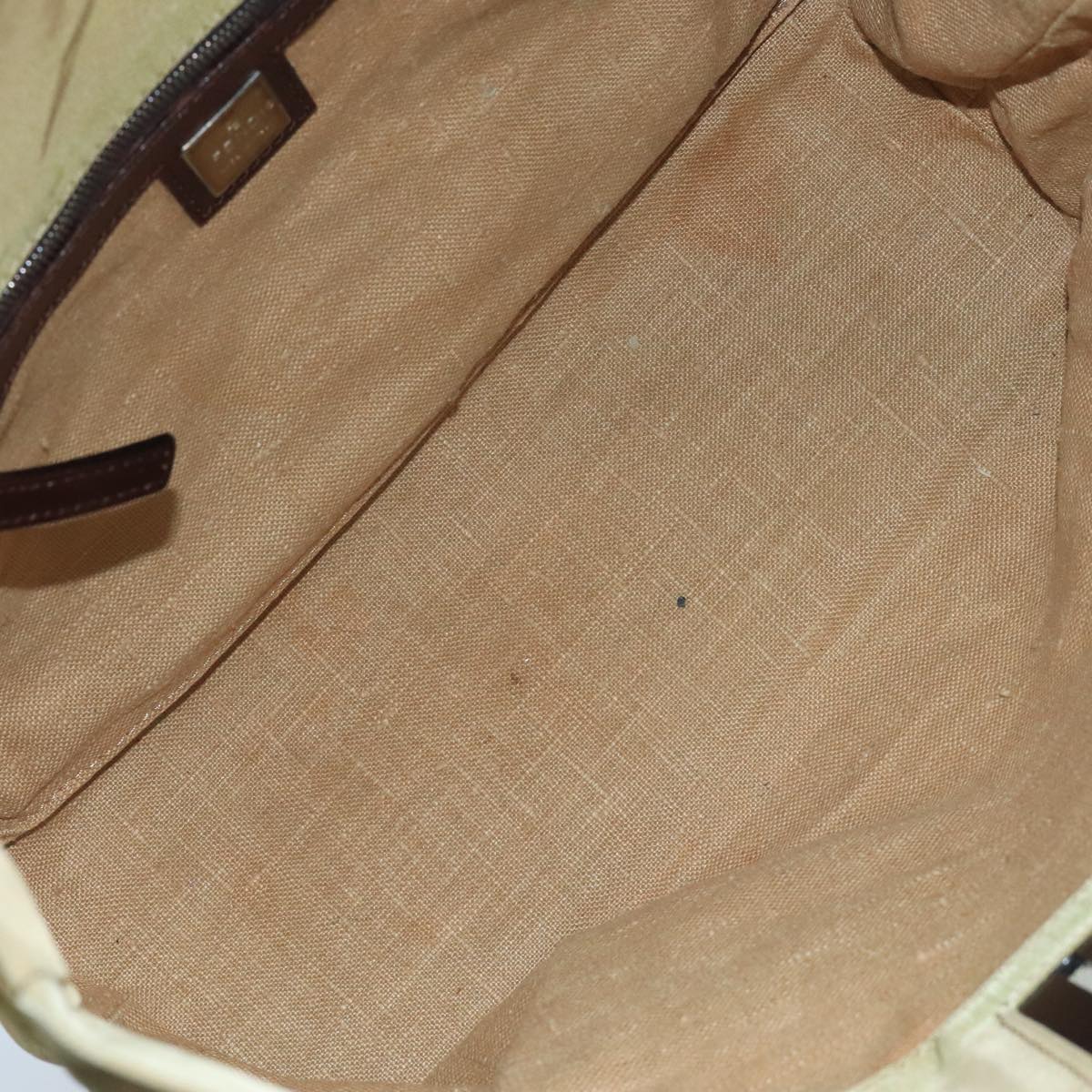 FENDI Tote Bag Nylon Leather Beige Brown Silver bs20576
