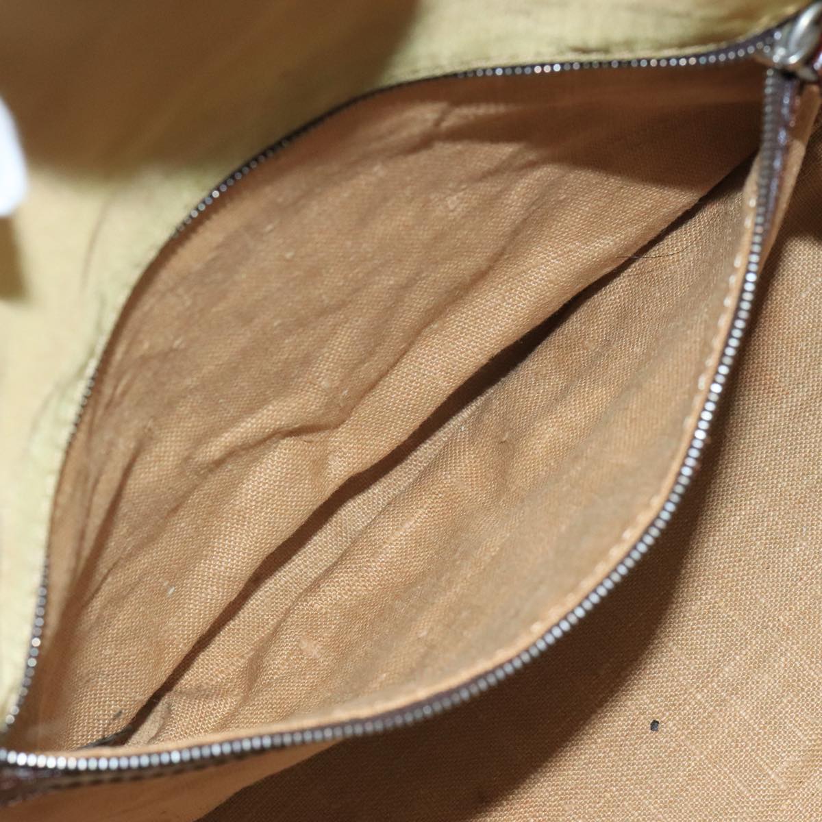 FENDI Tote Bag Nylon Leather Beige Brown Silver bs20576