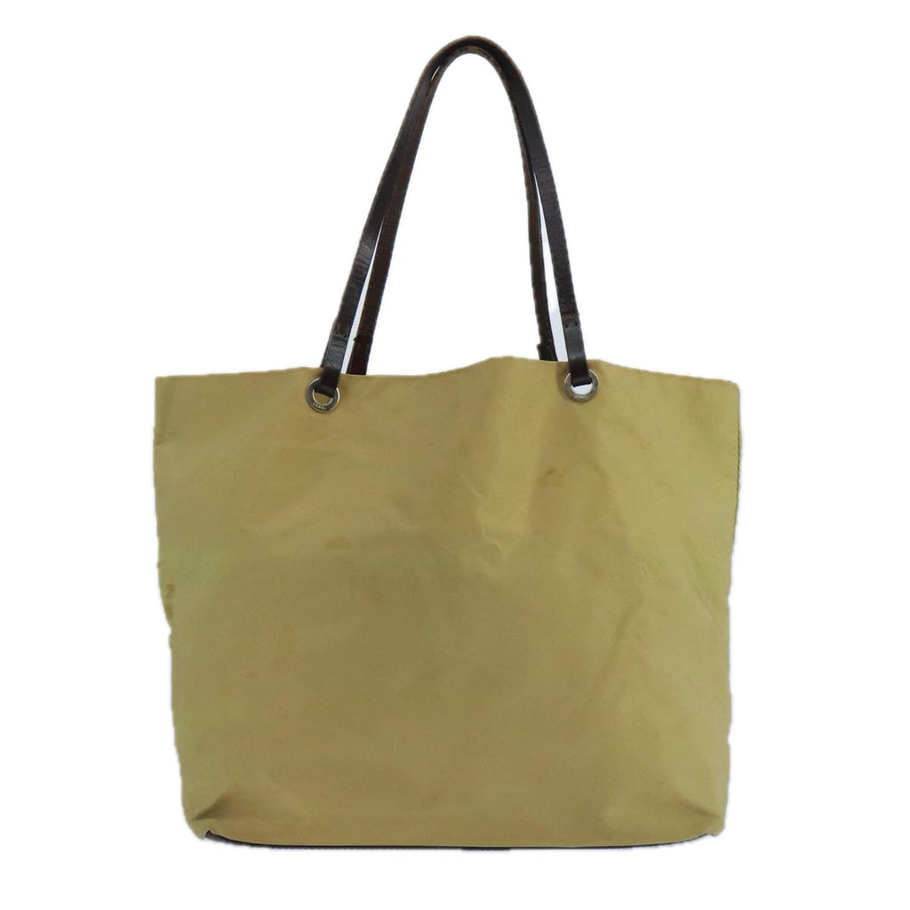 FENDI Tote Bag Nylon Leather Beige Brown Silver bs20576