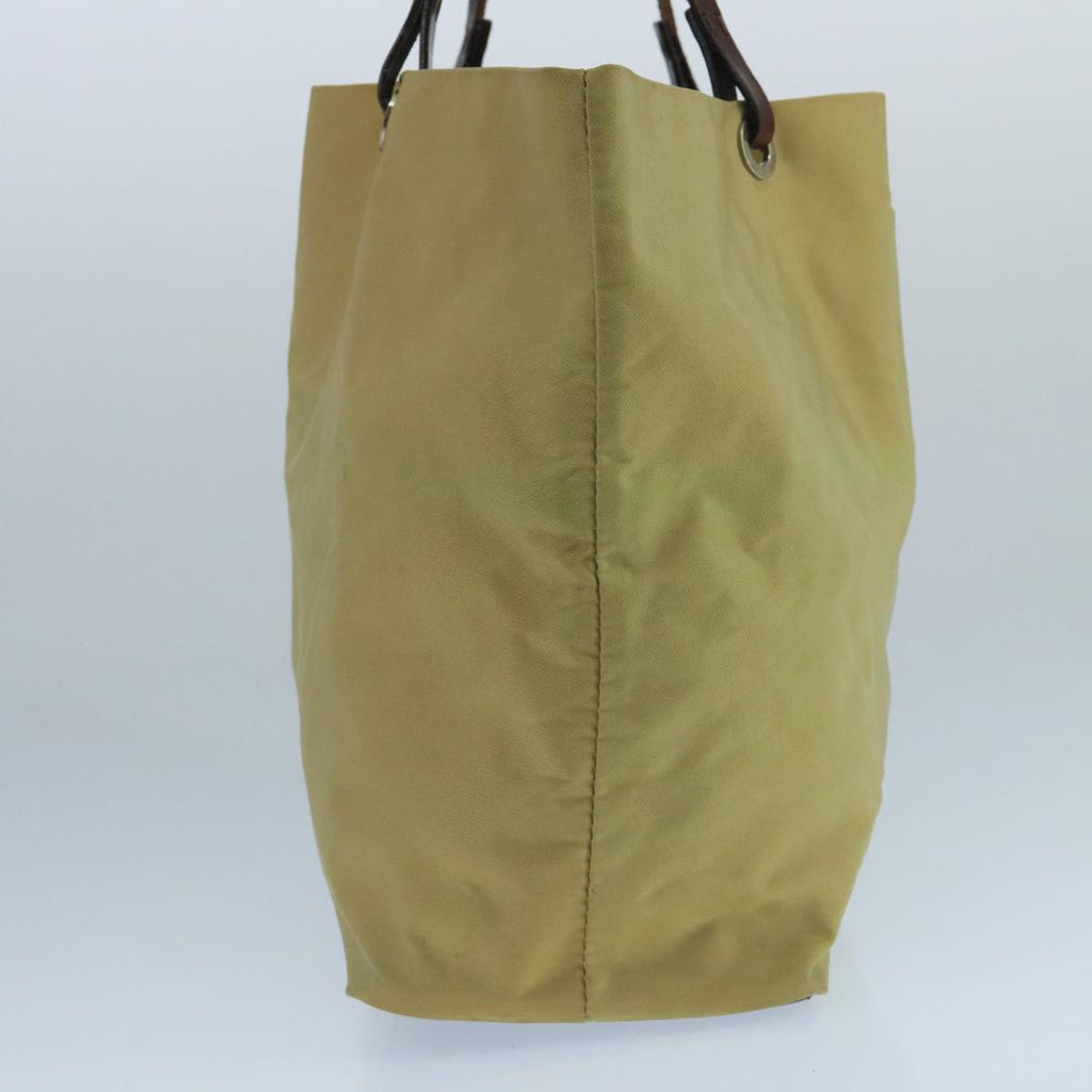FENDI Tote Bag Nylon Leather Beige Brown Silver bs20576