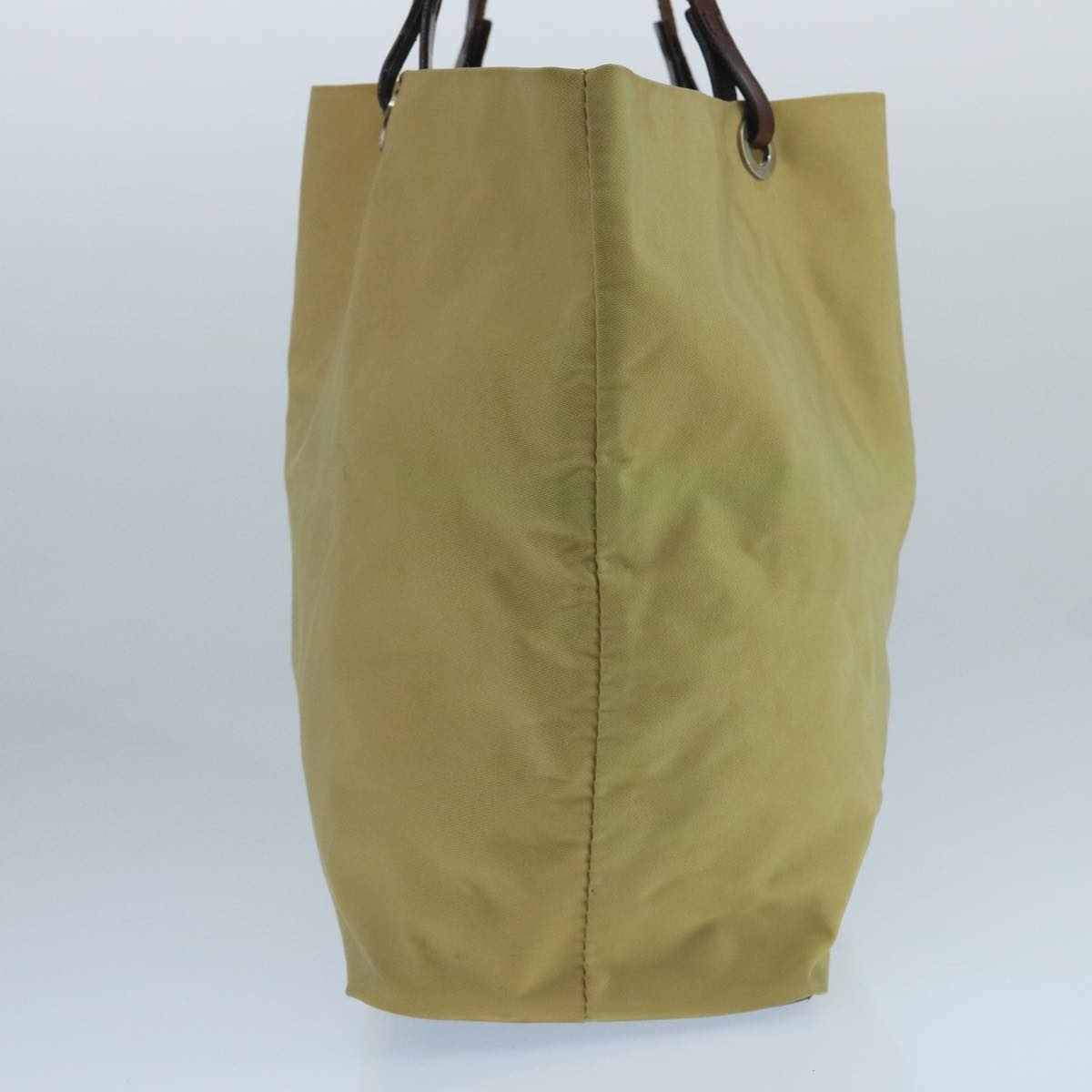 FENDI Tote Bag Nylon Leather Beige Brown Silver bs20576