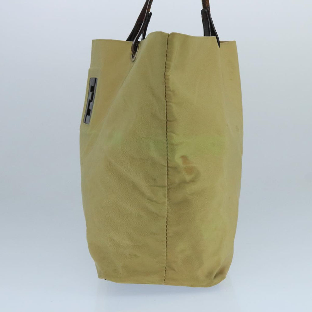 FENDI Tote Bag Nylon Leather Beige Brown Silver bs20576