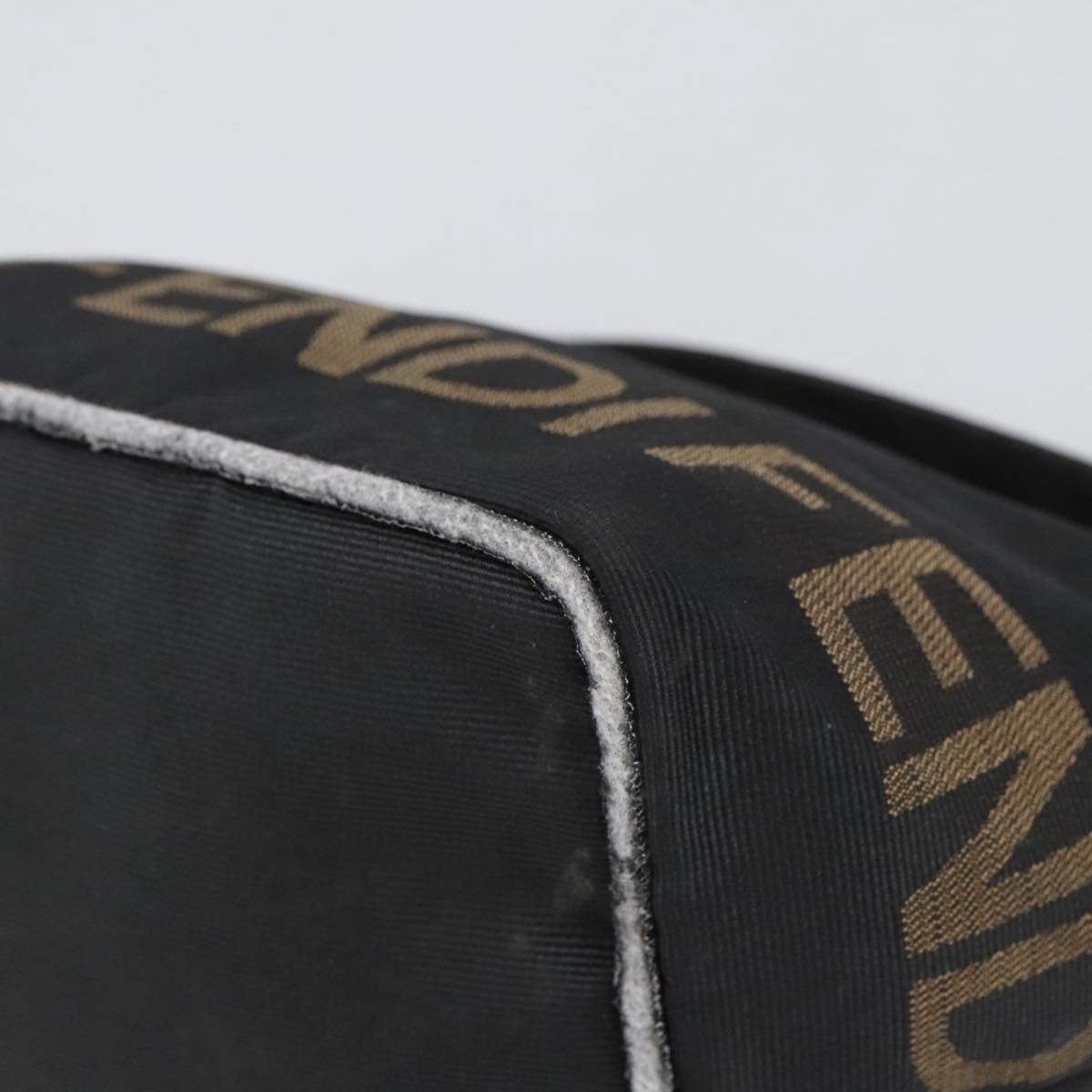 FENDI Hand Bag Nylon Black Brown Silver bs20578