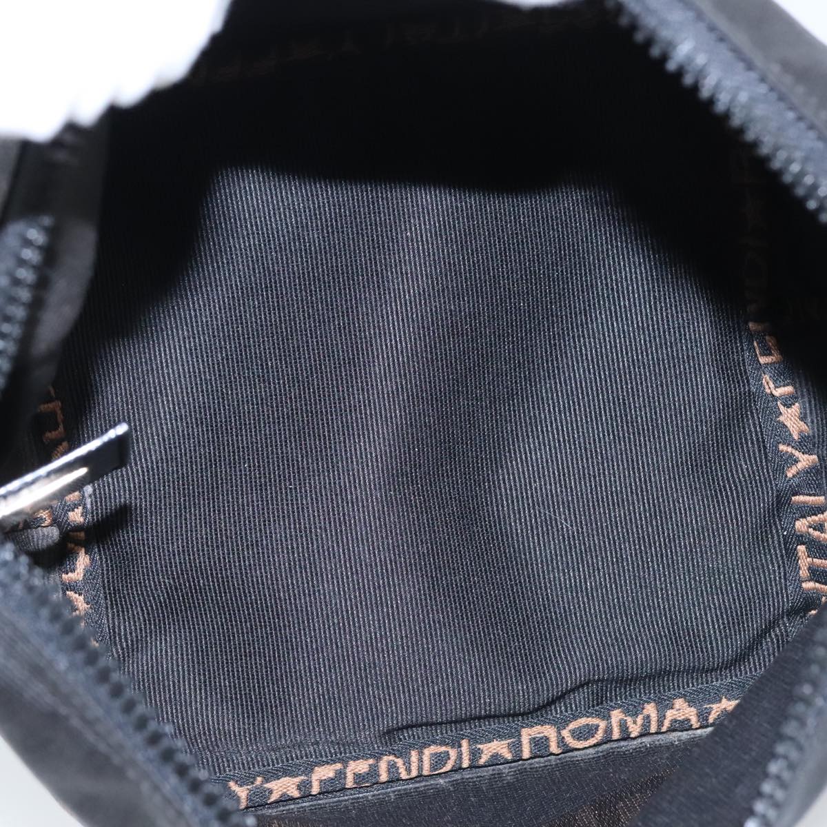 FENDI Hand Bag Nylon Black Brown Silver bs20578