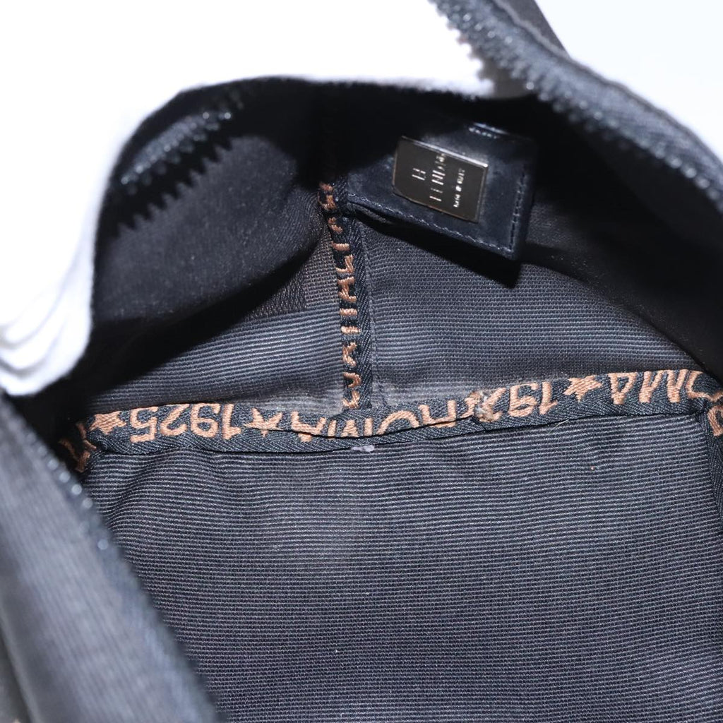 FENDI Hand Bag Nylon Black Brown Silver bs20578